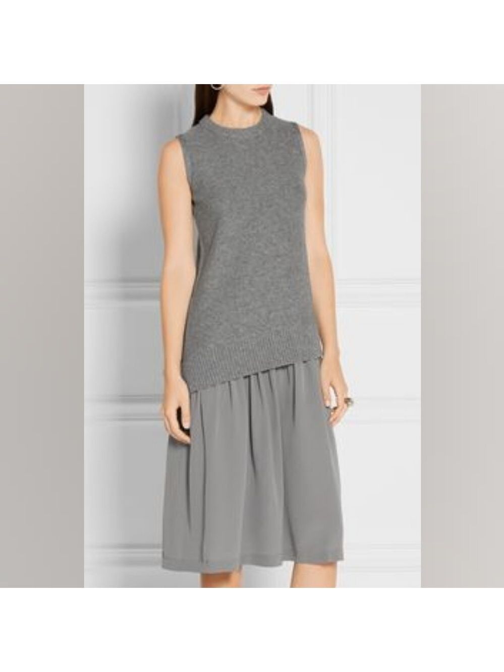 HP. Joseph Asymmetric Waist Drop Midi Dress In Grey